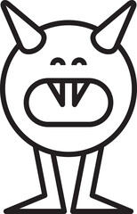 Cute Monster Character Line Art