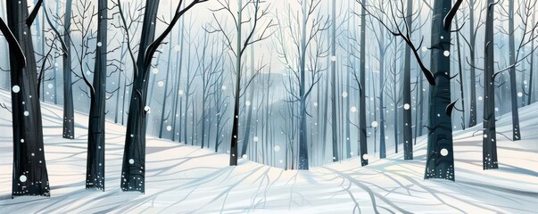 Illustration of a serene winter forest