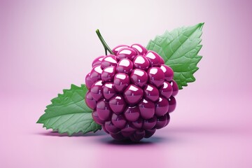 Blackberry low poly, pastel color, 3D render