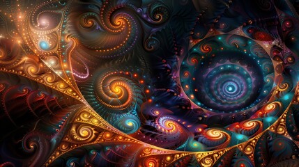 Vibrant fantasy surreal Foil fractals pattern abstract background