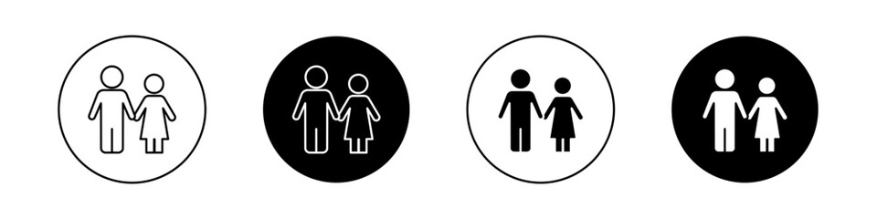 Couple icon set. men and women vector symbol. romantic girlfriend boyfriend pictogram. adult romantic girl and boy sign.