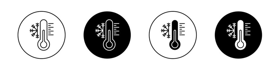 Thermometer cold icon set. winter freezing temperature vector symbol. keep temperature low icon. - obrazy, fototapety, plakaty
