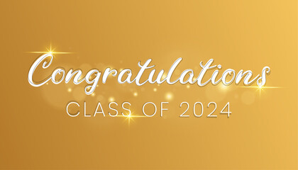 Congratulations Class of 2024 greeting sign. Congrats Graduated. Congrats banner. Handwritten brush lettering. Isolated vector text for graduation design, greeting card, poster, invitation