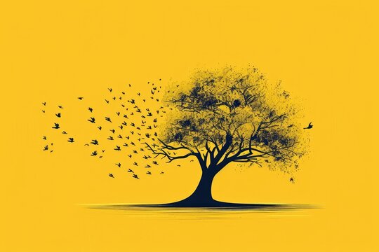 Free vector hand drawn tree life on yellow background