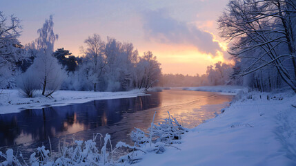 Wonderful winter landscapes in Lithuania .. - obrazy, fototapety, plakaty