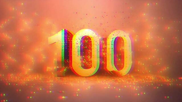 Gold shiny 100 anniversary,followers and likes, Elegant Greeting celebration one hundred years birthday. Anniversary number 100 foil gold balloon. Happy birthday, congratulations poster. Golden number
