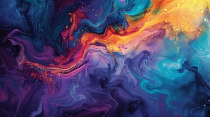 Abstract colorful fluid art painting