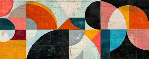 Fototapeta premium Abstract geometric painting with vibrant colors