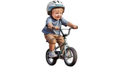 Fototapeta na wymiar child on a bike isolated on transparent background
