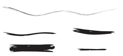 Fototapeta premium Set of black paint, ink brush strokes.