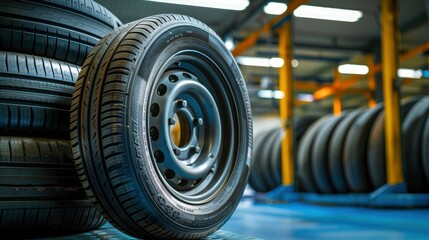 Tire service tire replacement, service room, professional photography, studio lighting