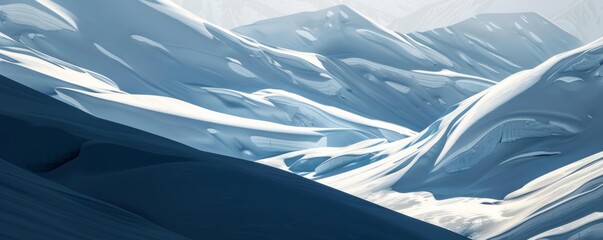 Pristine snowdrifts in mountain landscape