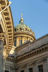 The main dome of the Cathedral of the Kazan Icon of the Mother of God in St. Petersburg. Russia.