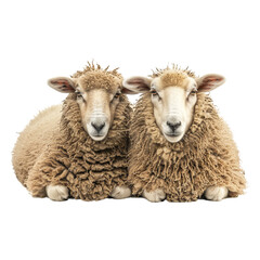 couple of sheep on white transparent background