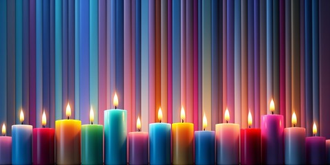 a row of colorful candles - obrazy, fototapety, plakaty