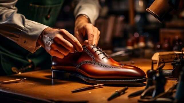 Crafting custom shoes skilled shoemaker leather and lasts