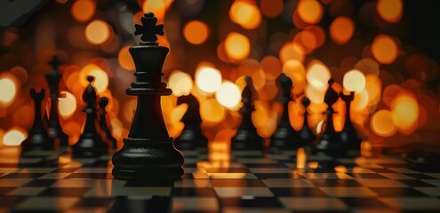 The Majestic Chess King: A Symbol of Strategic Triumph and Intellectual Mastery on the Battlefield - obrazy, fototapety, plakaty