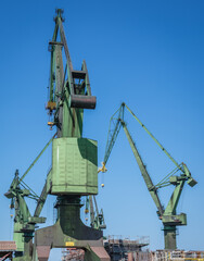 Cranes in Gdansk Shipyard in Gdansk city, Poland
