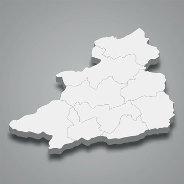 3d isometric map of Jendouba is a Governorate of Tunisia