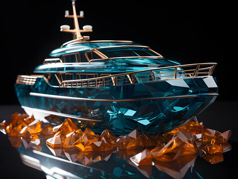 ice sculpture for a yacht with white lines