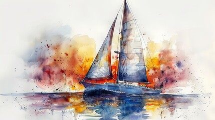 Sailboat in watercolors