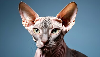 A Regal Sphynx Cat With Wrinkled Skin Upscaled 2