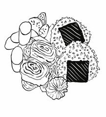 Illustration rice food drink artline artwork line painting line black white