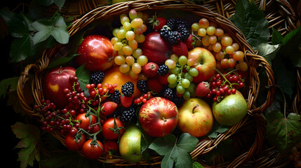 Freshness and nature in a healthy eating basket of organic fruit