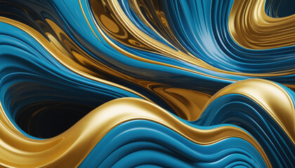 multiverse in blue and gold abstract colorful shape, 3d render style, isolated on a transparent background