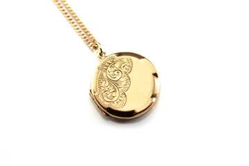 Vintage Art Deco Era 1930s 14Ct Rolled Gold Hand Engraved Ornate Round 2 Photo Locket Pendant,...