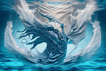 Mystic water creature, Oil Painting - 763124290