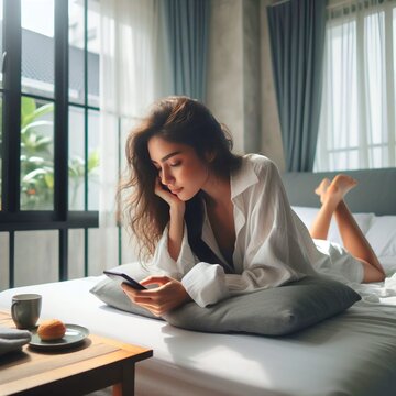 woman lying on bed
