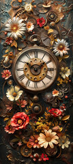 vintage background, products, enginer, generative, ai, steampunk,  clock background, clock, watch, mechanism, gears, metal, wheel, vintage, time, old, clockwork,