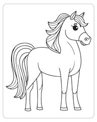 Horse Vector, Horse Coloring Pages, Black and white Animals 