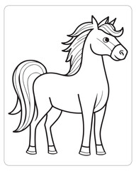 Obraz na płótnie Canvas Horse Vector, Horse Coloring Pages, Black and white Animals 