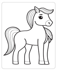 Horse Vector, Horse Coloring Pages, Black and white Animals 