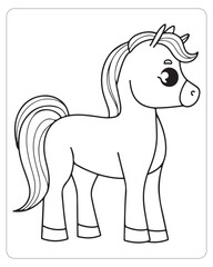 Horse Vector, Horse Coloring Pages, Black and white Animals 