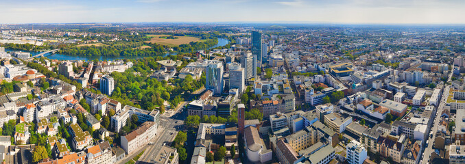 Great panorama of Offenbach city from above - obrazy, fototapety, plakaty