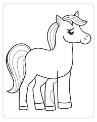 Horse Vector, Horse Coloring Pages, Black and white Animals 