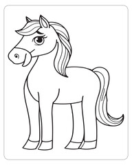 Horse Vector, Horse Coloring Pages, Black and white Animals 