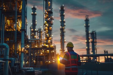 Man Standing in Front of an Oil Refinery