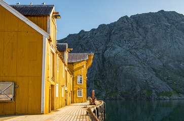 Village view on Lofoten islands in Norway