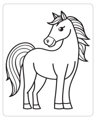 Horse Vector, Horse Coloring Pages, Black and white Animals 