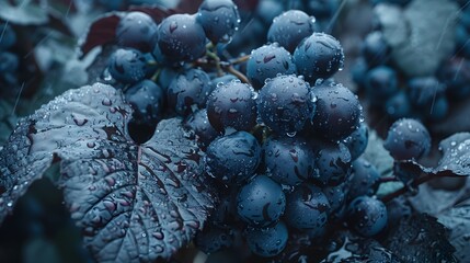 Dew-Kissed Vineyard Grapes