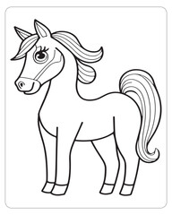 Horse Vector, Horse Coloring Pages, Black and white Animals 