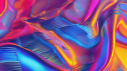 Holographic surface pattern. Colorful shiny texture background. Luxury risch style wallpaper. Digital artistic artwork raster bitmap illustration. Graphic design art.