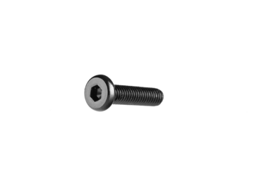 hex socket head screw in black color on isolated white background close up