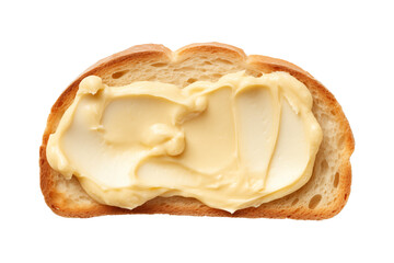 slice of bread with butter isolated on transparent or white background, png