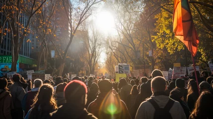 Foto op Plexiglas Citizens unite for change, marching in autumn protest © thodonal