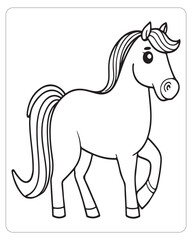Horse Vector, Horse Coloring Pages, Black and white Animals 